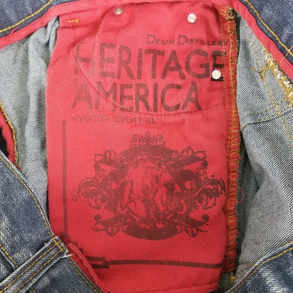 Heritage America Jeans Mens 40x34 Actual W40xL32 Vndls 1776 Destroyed Blue Denim - Picture 11 of 16